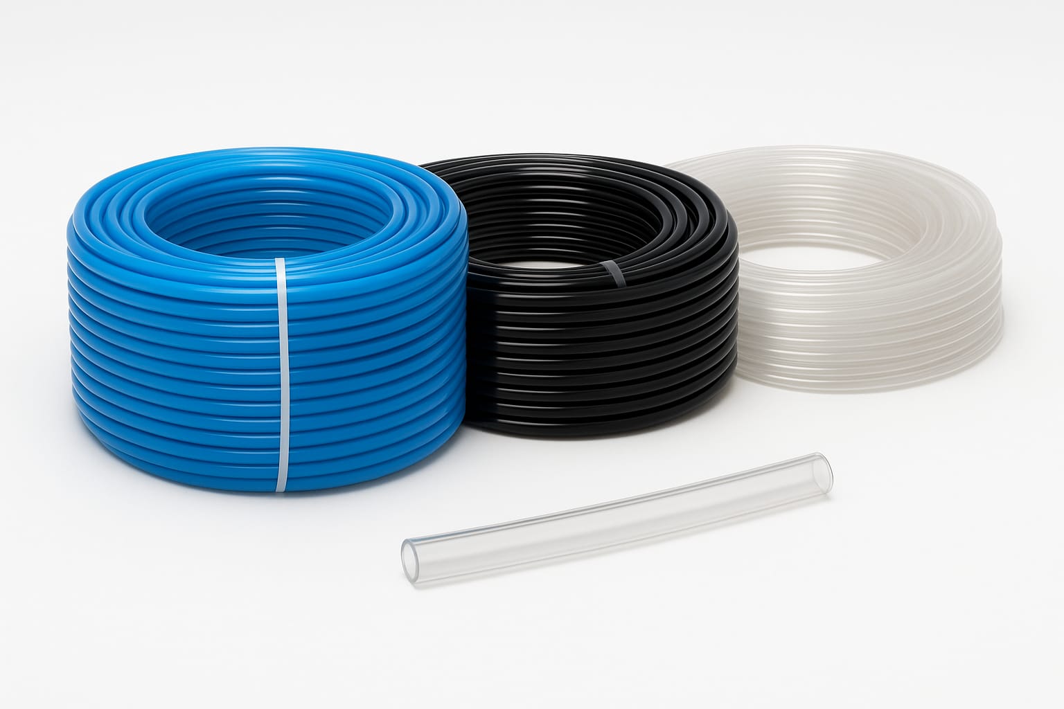 Couronnes de tube pneumatique polyuréthane bleu, noir et transparent